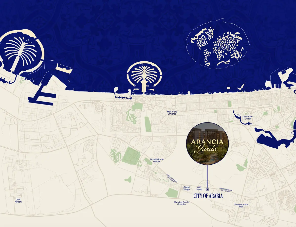 Map of the area around Arancia Yards