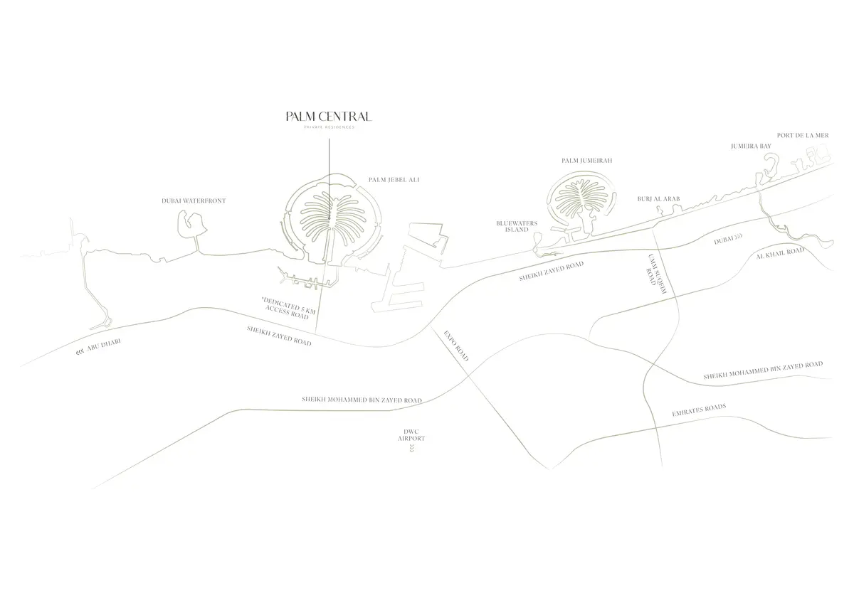 Map of the area around Palm Central Private Residences